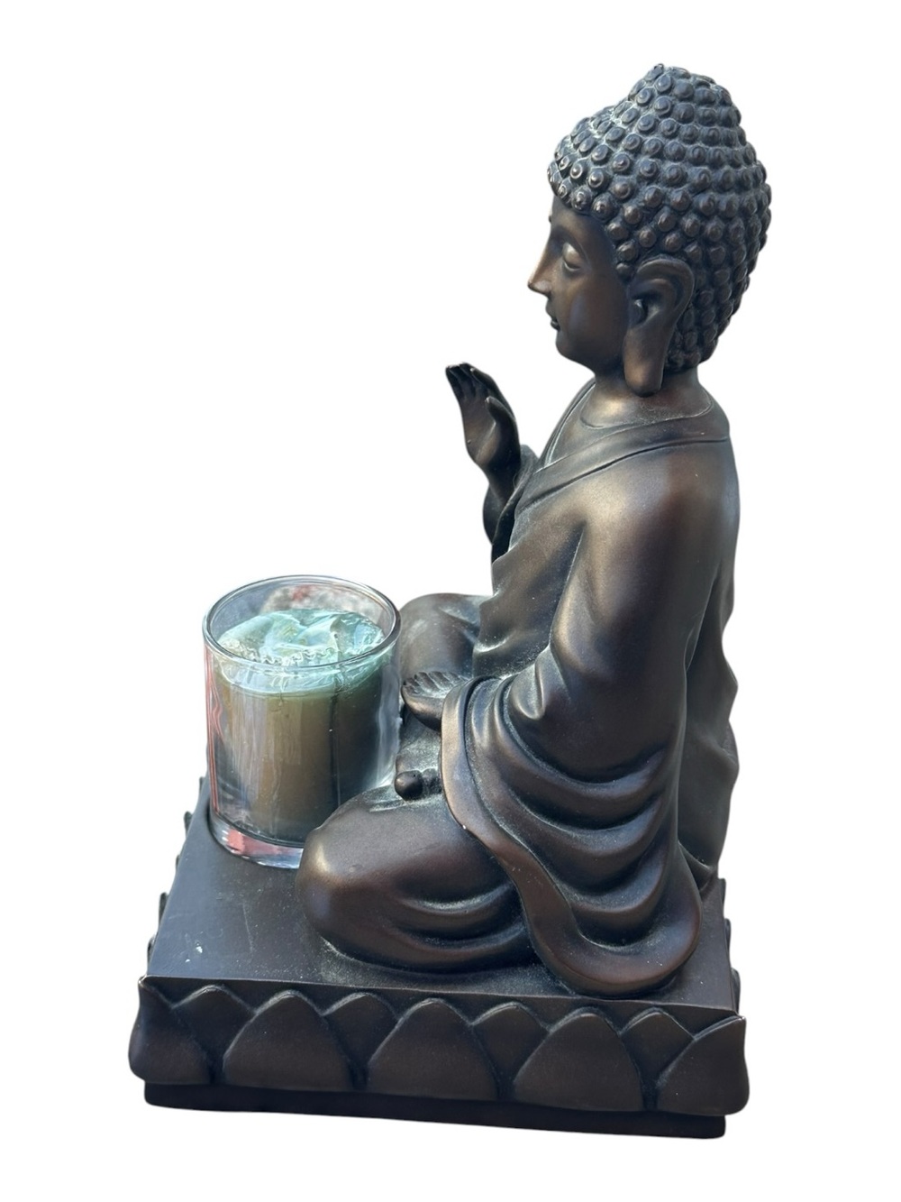 Partylite Buddha Tealight Candle Holder Bronze Meditation Zen Decor 9” - Picture 4 of 9